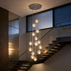 Staircase Hanging Chandelier Modern Crystal Round Ball Light