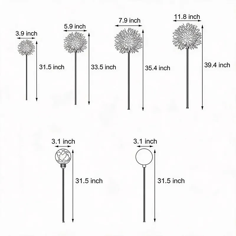 10-Piece Solar Dandelion Pathway Lights LED Outdoor Garden Lighting Set