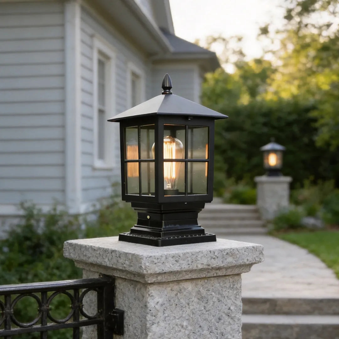 Stone Light Pillar Traditional Black Waterproof LED Light