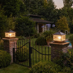 Stone Pillar Solar Lights Retro Copper Waterproof Fence Post Light