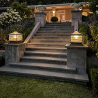 Stone Pillar Solar Lights Retro Copper Waterproof Fence Post Light