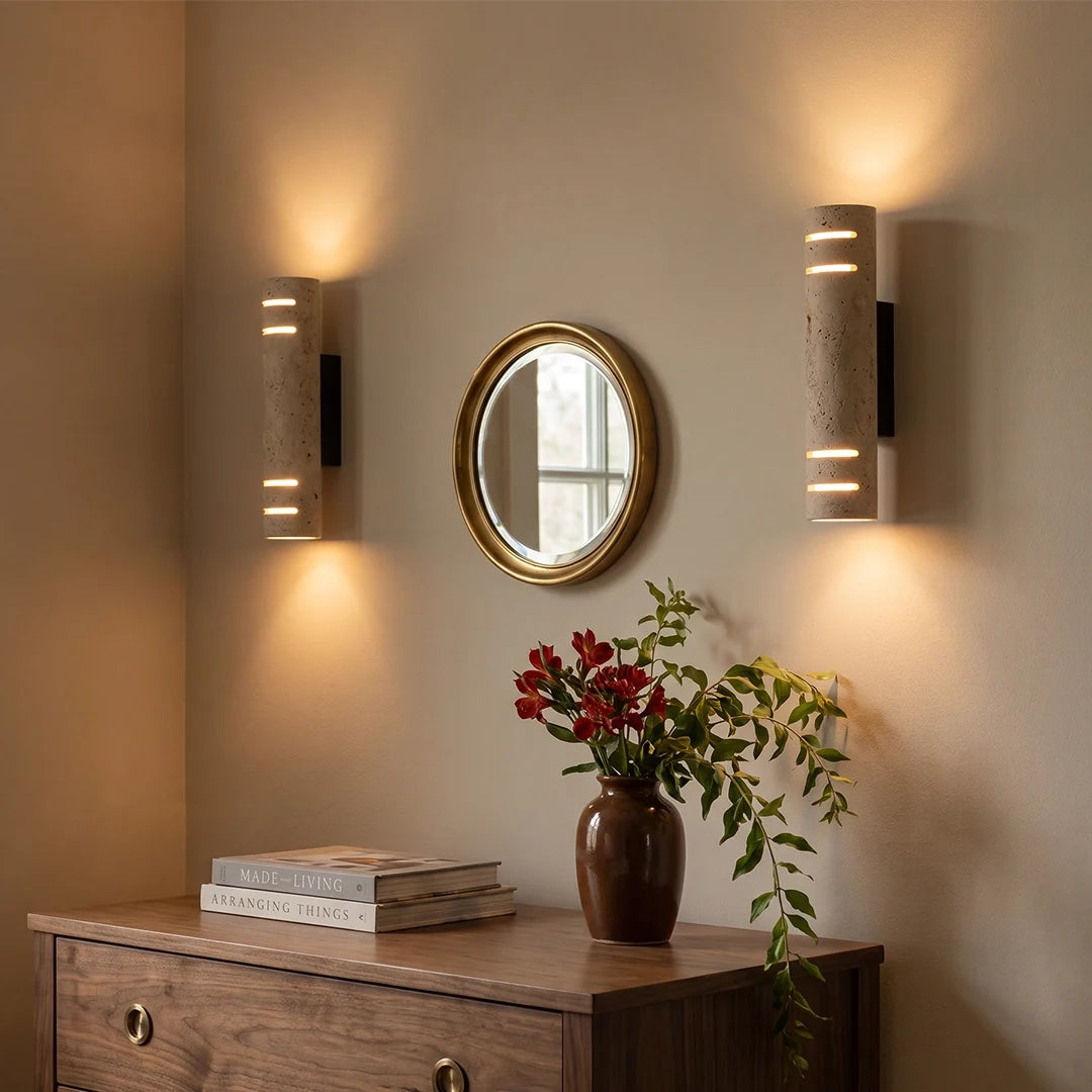 Stone Wall Light Natural Yellow Travertine Outdoor LED Light