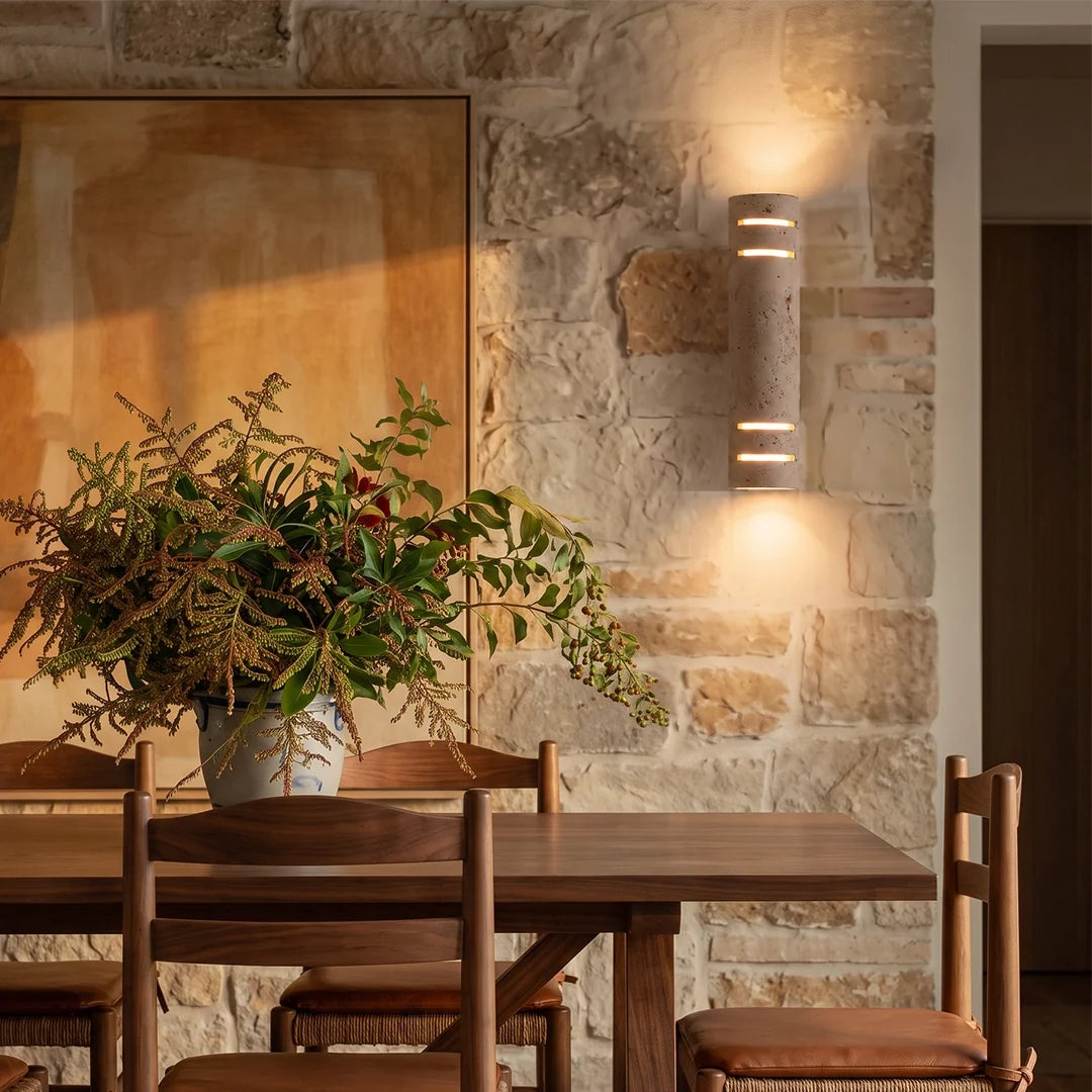 Stone Wall Light Natural Yellow Travertine Outdoor LED Light