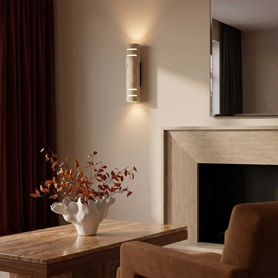 Stone Wall Light Natural Yellow Travertine Outdoor LED Light