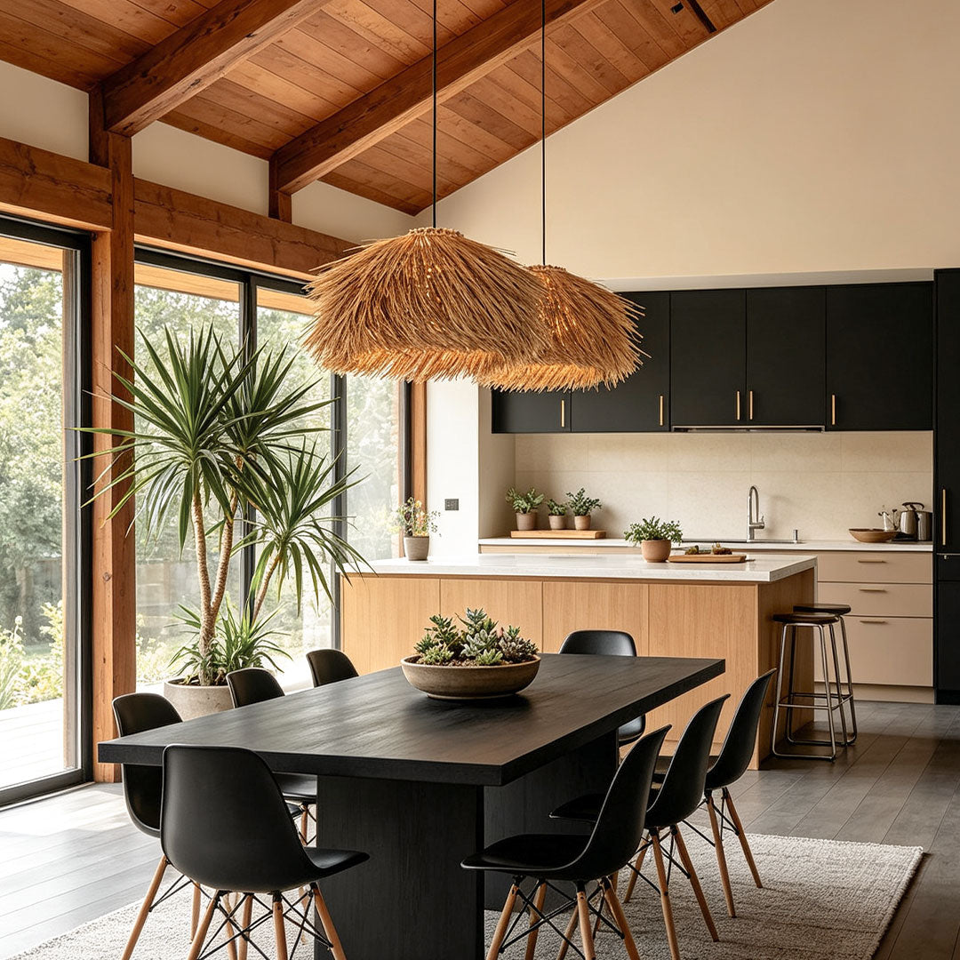 Straw Pendant Light Rustic Farmhouse Rattan Ceiling Light