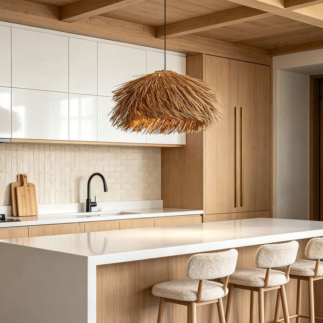 Straw Pendant Light Rustic Farmhouse Rattan Ceiling Light