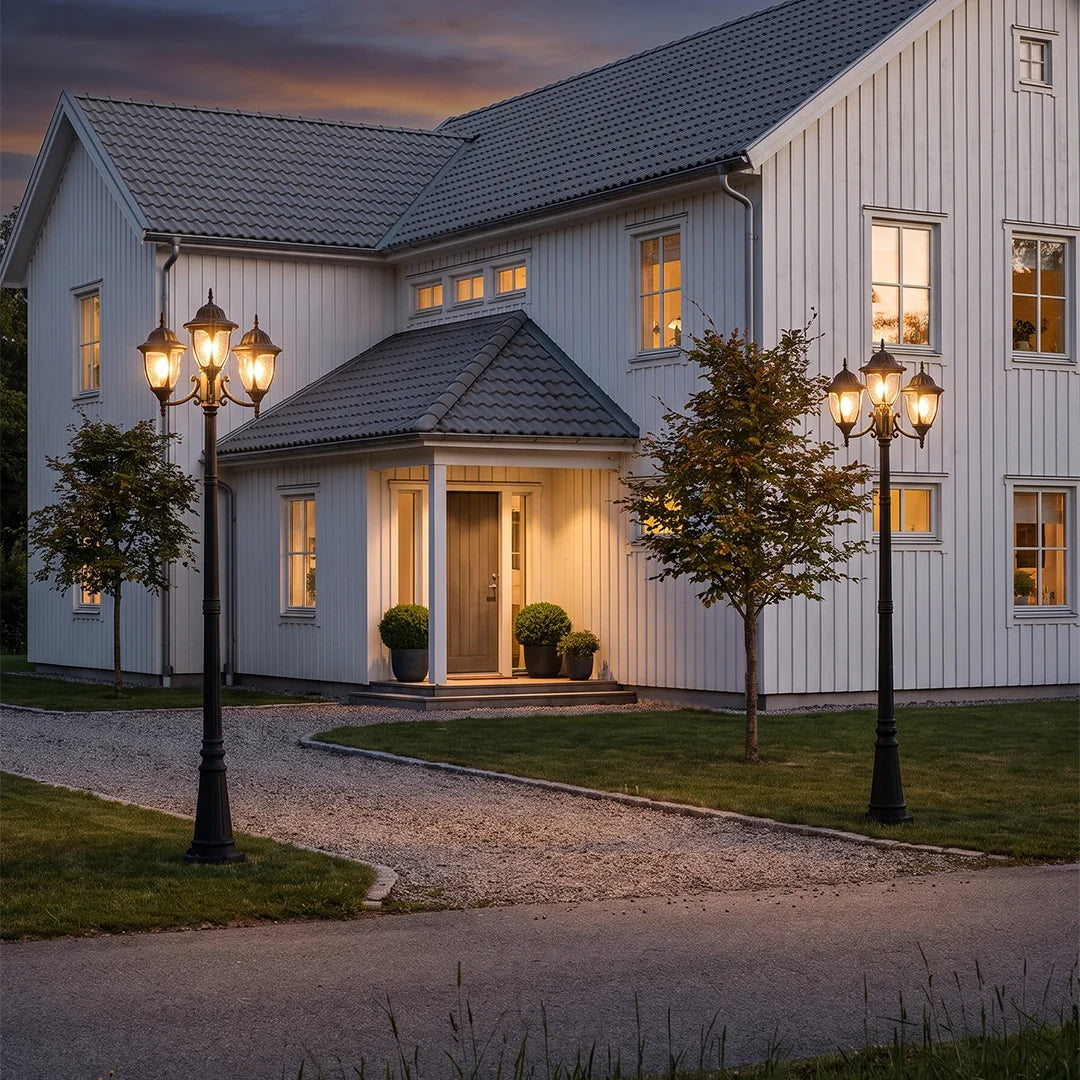 Street Lamp Post Lights Aluminum European-Style Three-Head Pole Light