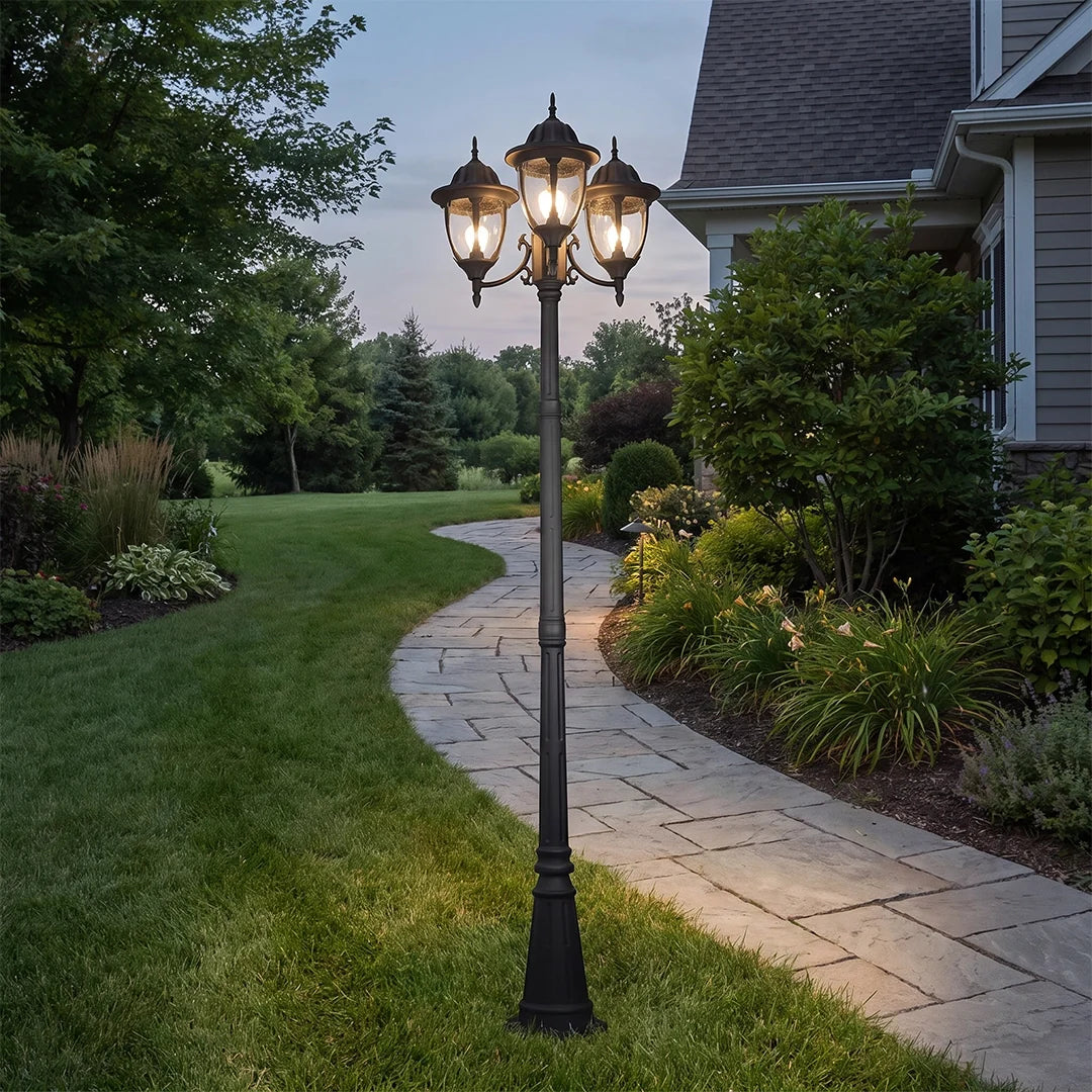 Street Lamp Post Lights Aluminum European-Style Three-Head Pole Light