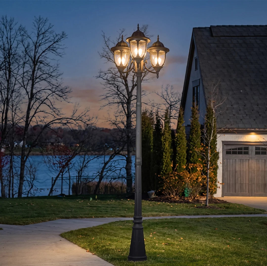 Street Lamp Post Lights Aluminum European-Style Three-Head Pole Light