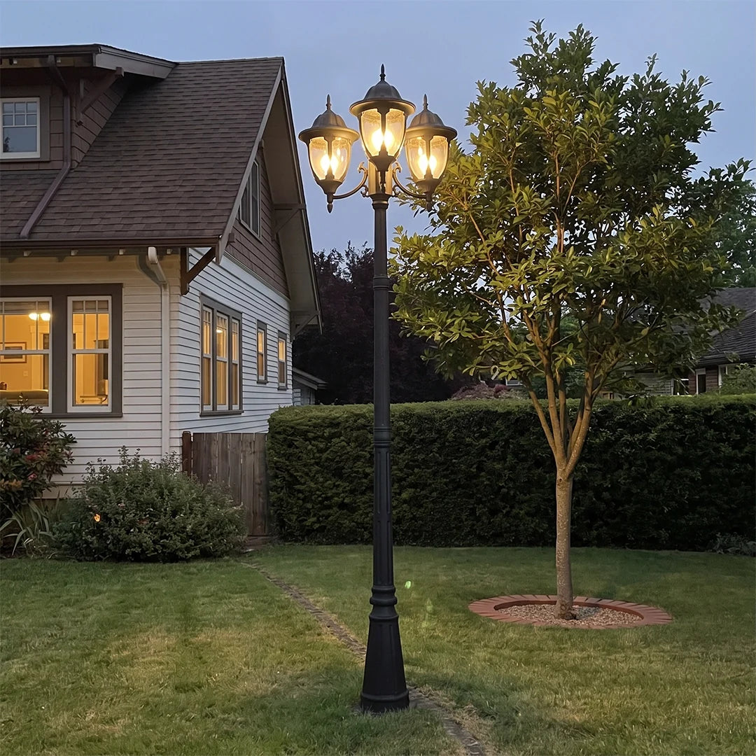Street Lamp Post Lights Aluminum European-Style Three-Head Pole Light