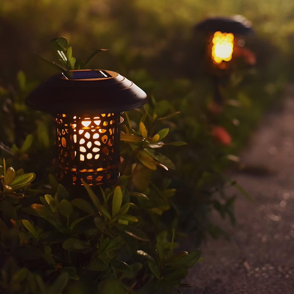Stylish Black Solar Stake Pathway Light with Flamed SMD LEDs - 22.4 Inches Tall
