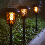 Stylish Black Solar Stake Pathway Light with Flamed SMD LEDs - 22.4 Inches Tall