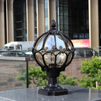 [Open-Box]Outdoor Globe Pillar Lights Retro Glass Globe Copper Fence Post Light