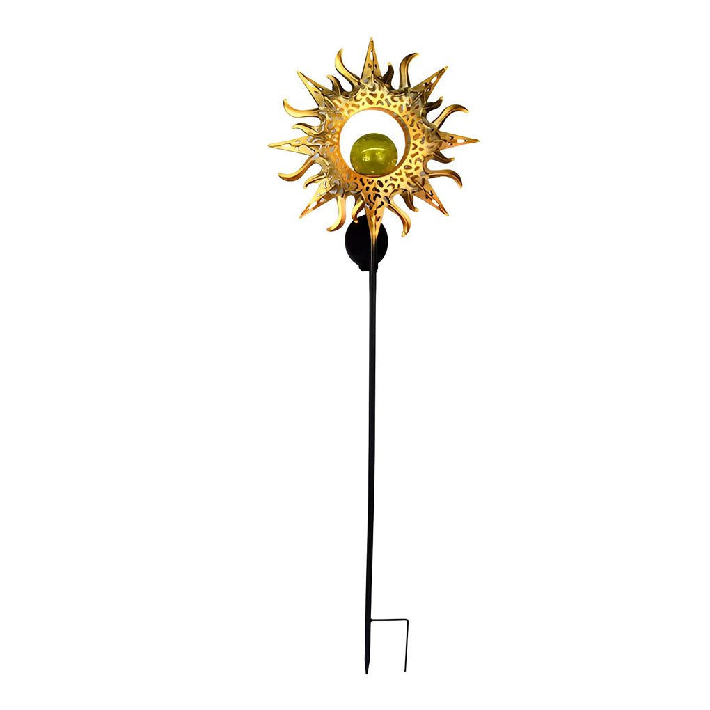 Mystical Moon & Sun Flame Iron Hollow Projector Solar Garden Light