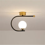 Black Flush Mount Ceiling Light Curves Globe Traditional Light