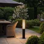 Solar Powered LED Bollard Lights Modern Honeycomb Outdoor Light