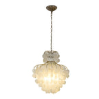 Tiered Capiz Shell Chandelier: Elegant French Style Hanging Lighting