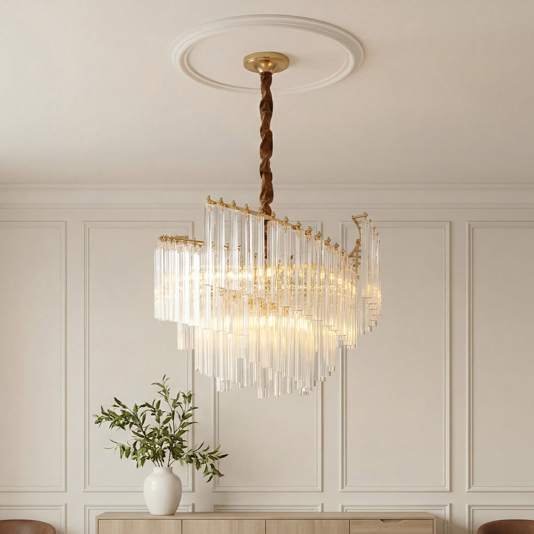 Vintage Crystal Chandeliers Full Copper Luxury Ceiling Light