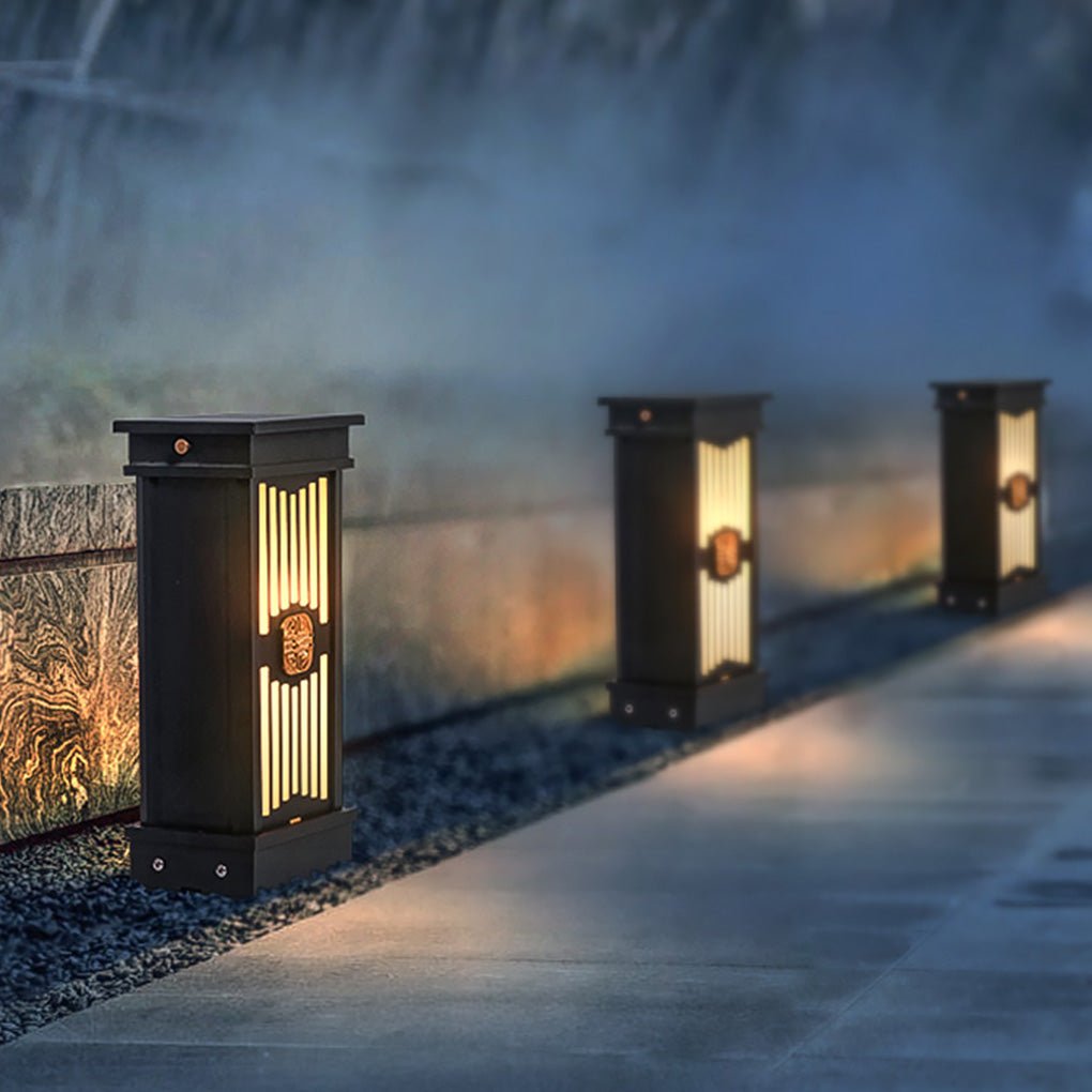 Traditional LED Post Light Retro Black Waterproof Outdoor Garden Lighting