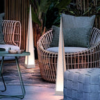 Stainless Steel Waterproof Geometric Floor Lamp with Pyramid Design
