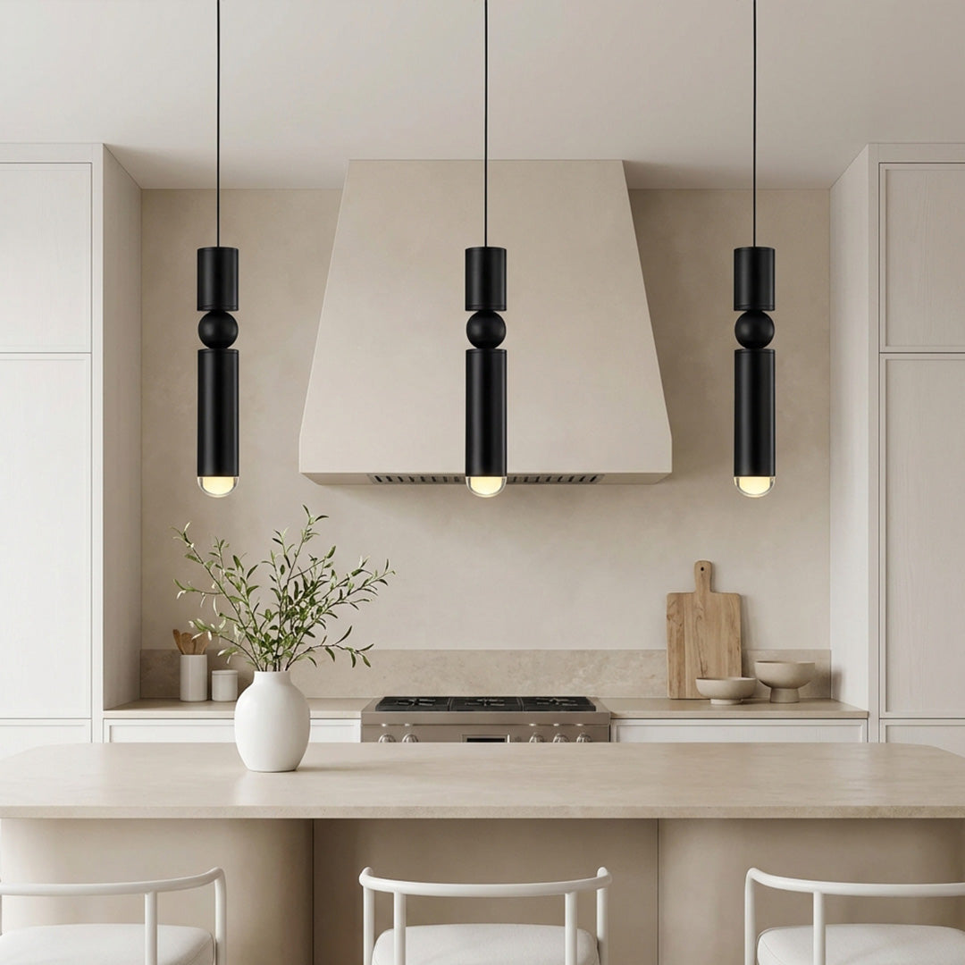 Elongated Cylindrical Electroplated Metal LED Modern Pendant Lighting