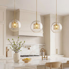 Minimalist Round Glass LED Industrial Pendant Light Kitchen Island Lighting