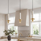 Elongated Cylindrical Terrazzo LED Post-Modern Chandelier Spotlight