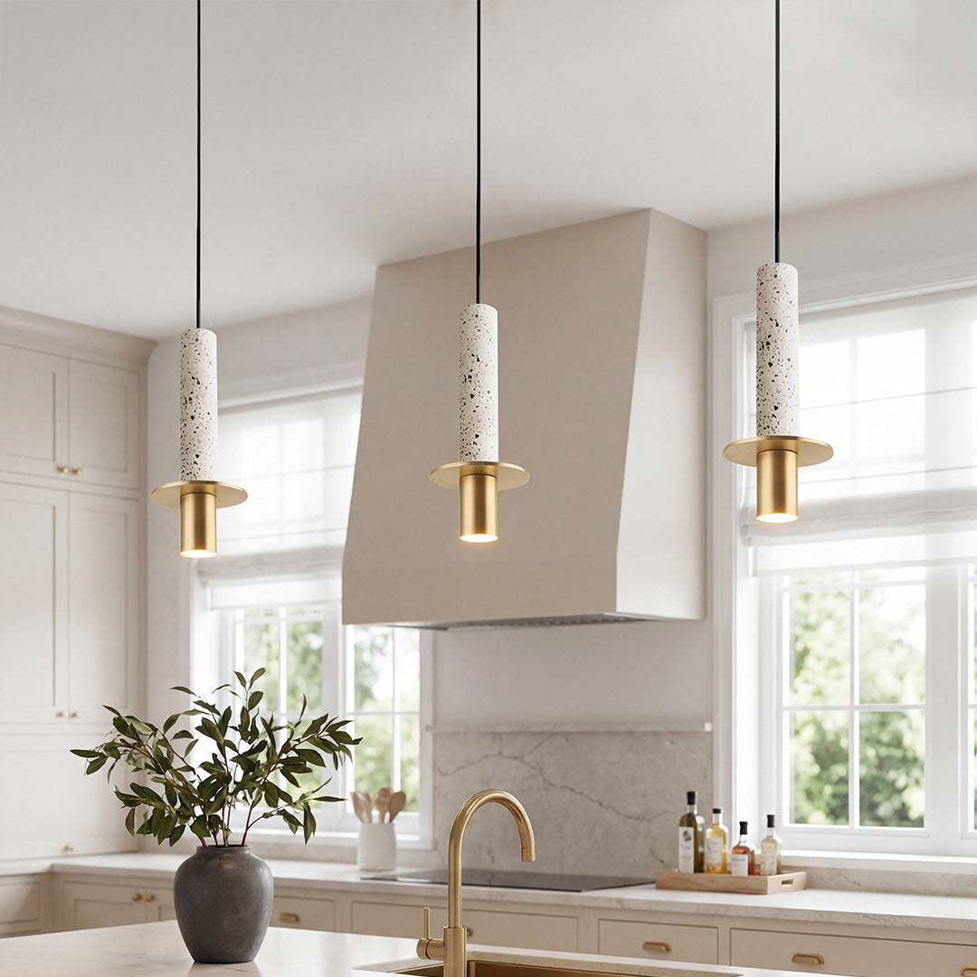 Elongated Cylindrical Terrazzo LED Post-Modern Chandelier Spotlight