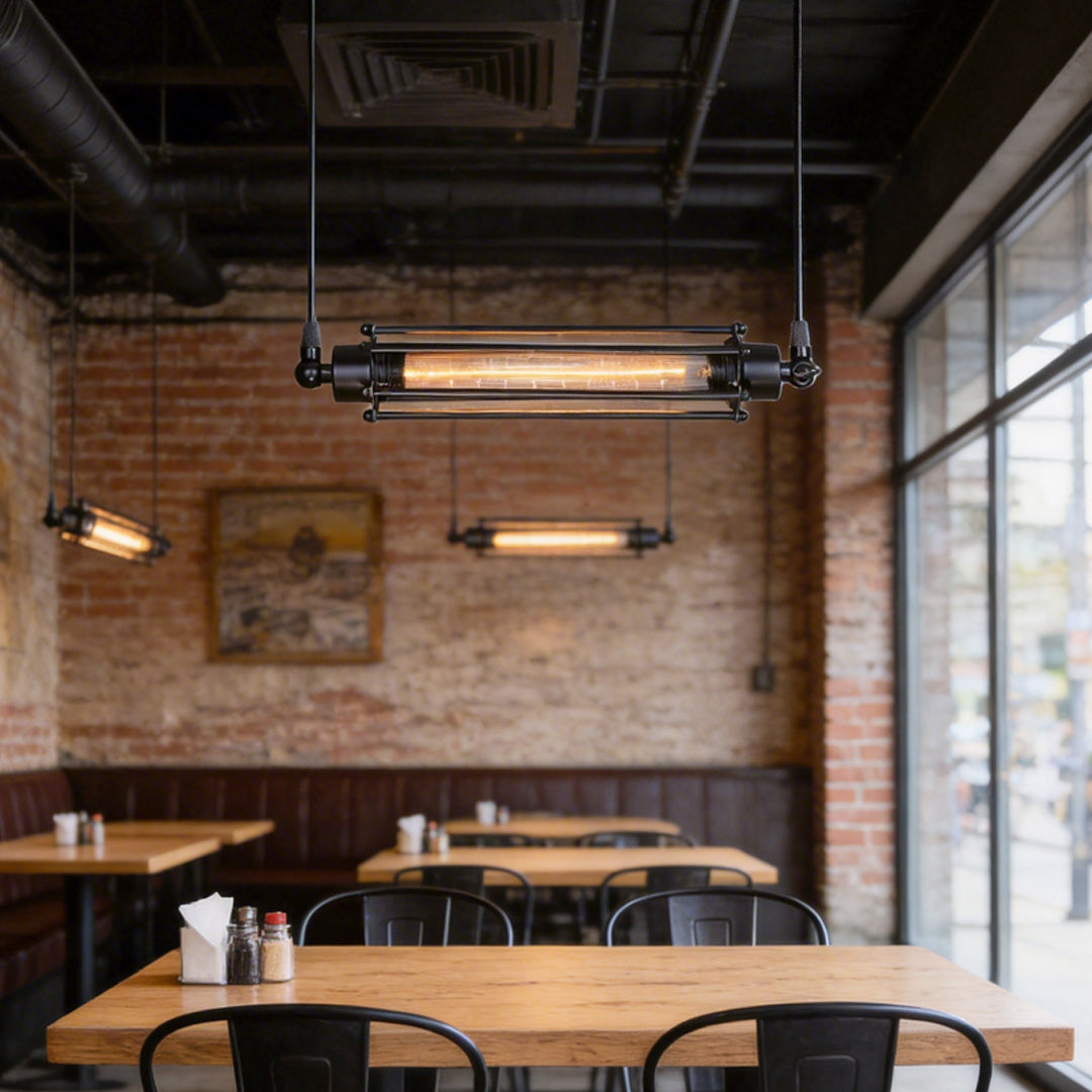 Tube Pendant Light Iron Vintage Flute Industrial Ceiling Light