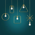 Metal Black and Gold Ceiling Light Rounded Square Pendant Lighting