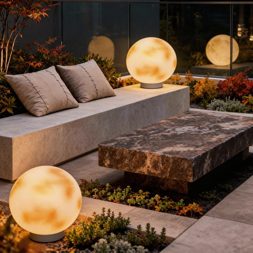 Moon-Shaped Stone Pillar Light Outdoor Decorative Light