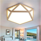 Geometric Shape Rustic Flush Mount Ceiling Light Wood Acrylic LED Light
