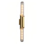 Up Down Wall Lights Full Brass Cylindrical Gold Finish Glass Light
