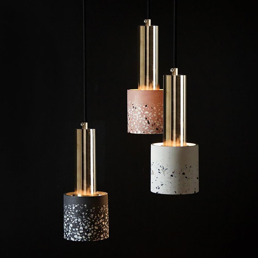 Cylinder Concrete LED Electroplated Nordic Pendant Light