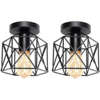 Wire Frame Lantern Outdoor Semi-Flush Mount Light Traditional LED Ceiling Light