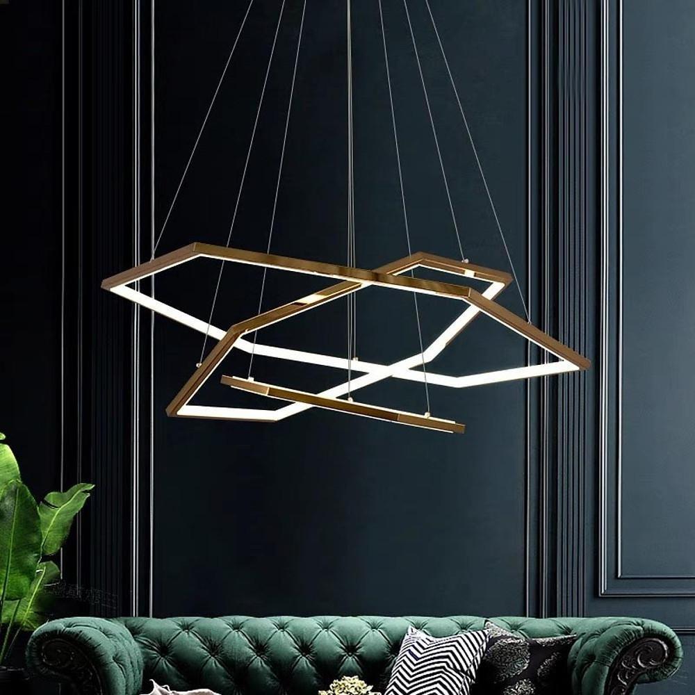 Geometric Ring Electroplated Stainless Steel LED Modern Chandelier Ceiling Lights