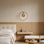 Vertical Ring Pendant Light Black Bubble Glass LED Light