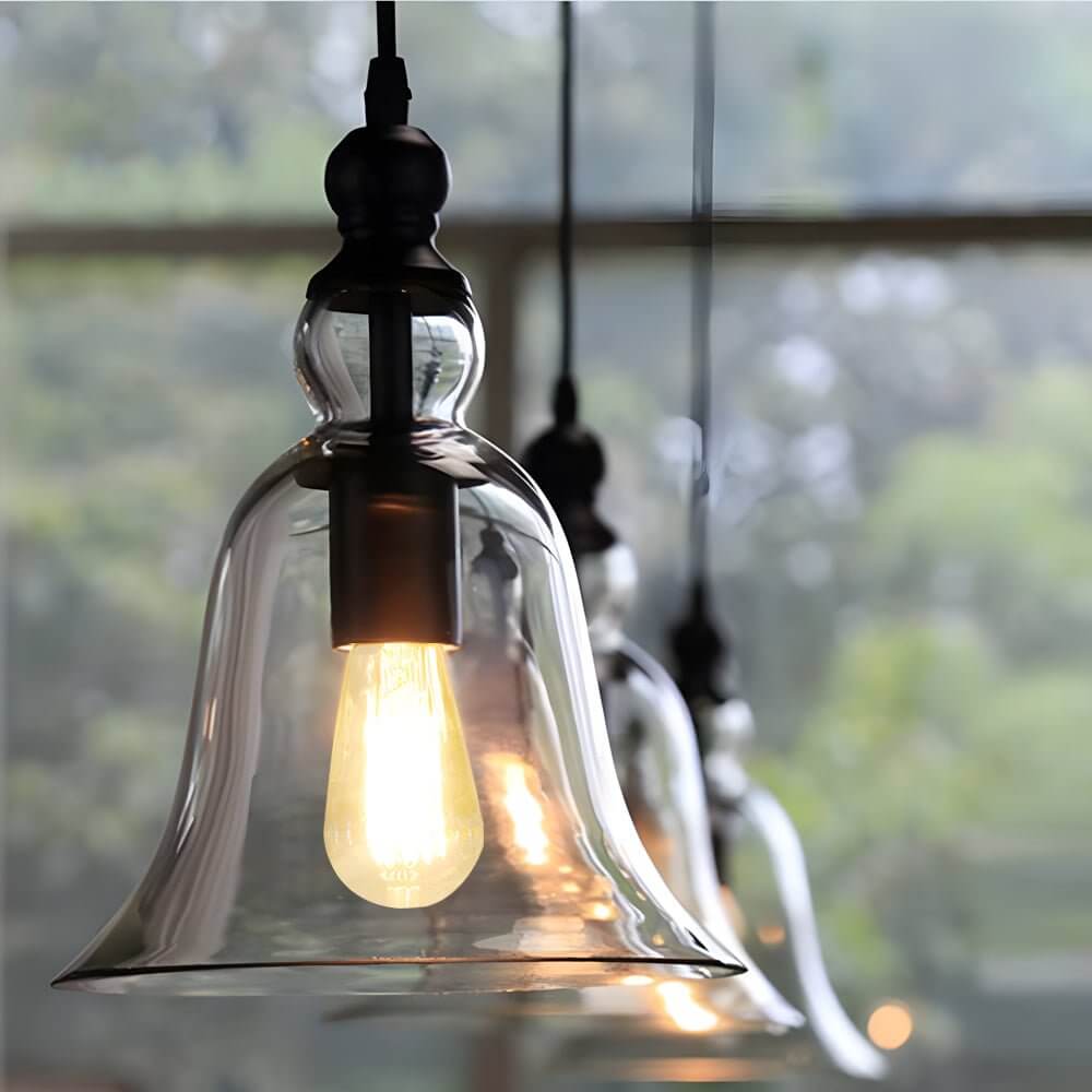 Vintage Chimes-Inspired Iron and Glass Pendant Light