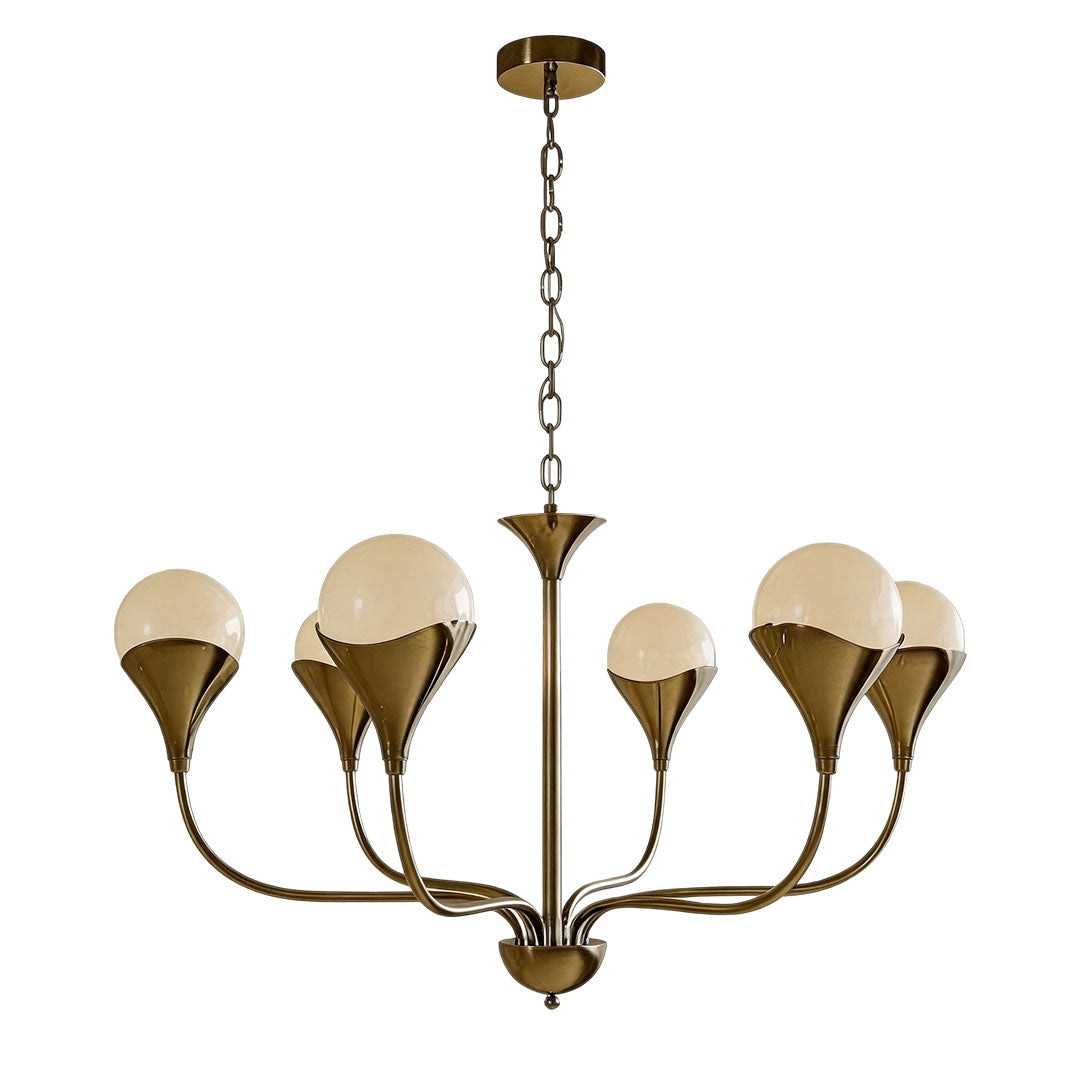 Vintage Italian Chandelier Minimalist Copper Ceiling Light