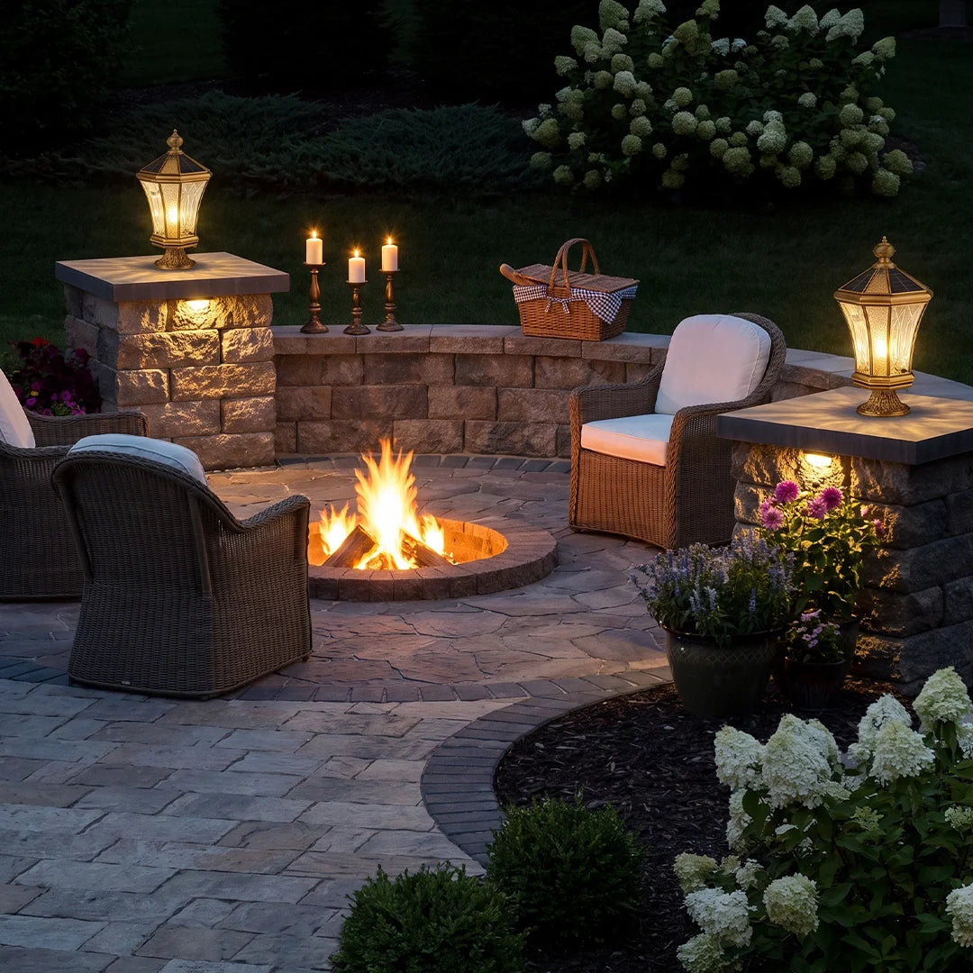 Outdoor Pillar Light European Vintage Copper Waterproof Light
