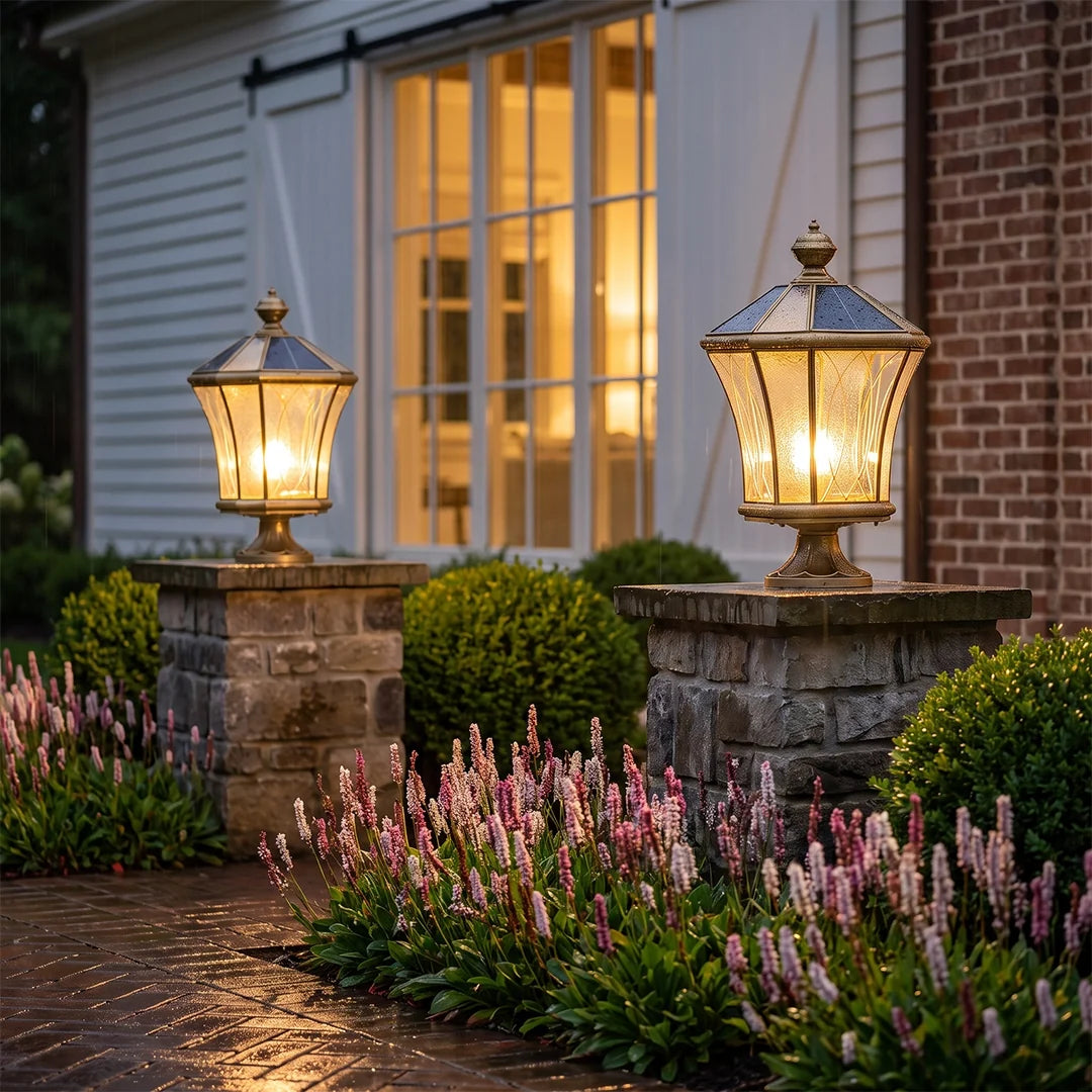 Outdoor Pillar Light European Vintage Copper Waterproof Light