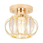 Gold Semi Flush Ceiling Light: Crystal Hallway Lamp