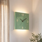 Wall Clock Lamp Modern Square Backlit Metal Light
