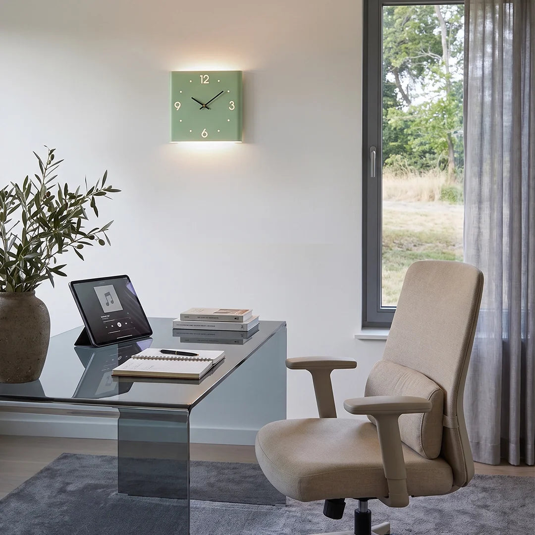 Wall Clock Lamp Modern Square Backlit Metal Light