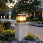 Waterproof Outdoor Gate Pillar Lights Retro Copper Solar Fence Lamp