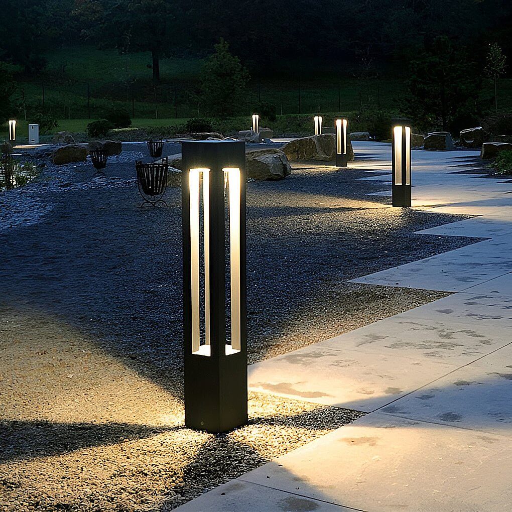 LED Bollard Garden Light Black Aluminum Garden Landscape Light