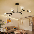Nordic Contemporary Molecule Chandelier for Living Room Blown Glass Chandeliers 6 Bulbs