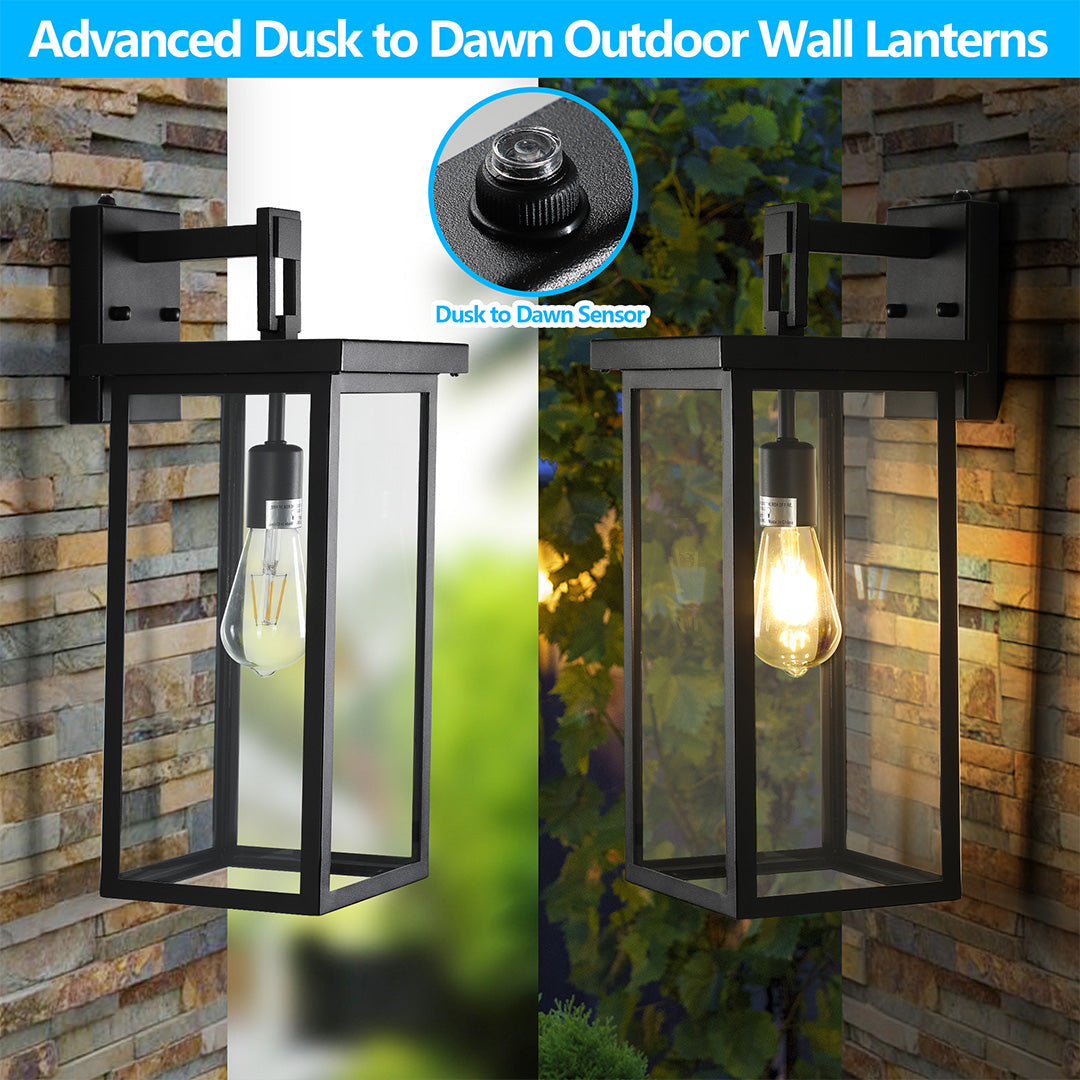2 PCS Exterior Lantern Wall Lights Outdoor Courtyard Waterproof Light