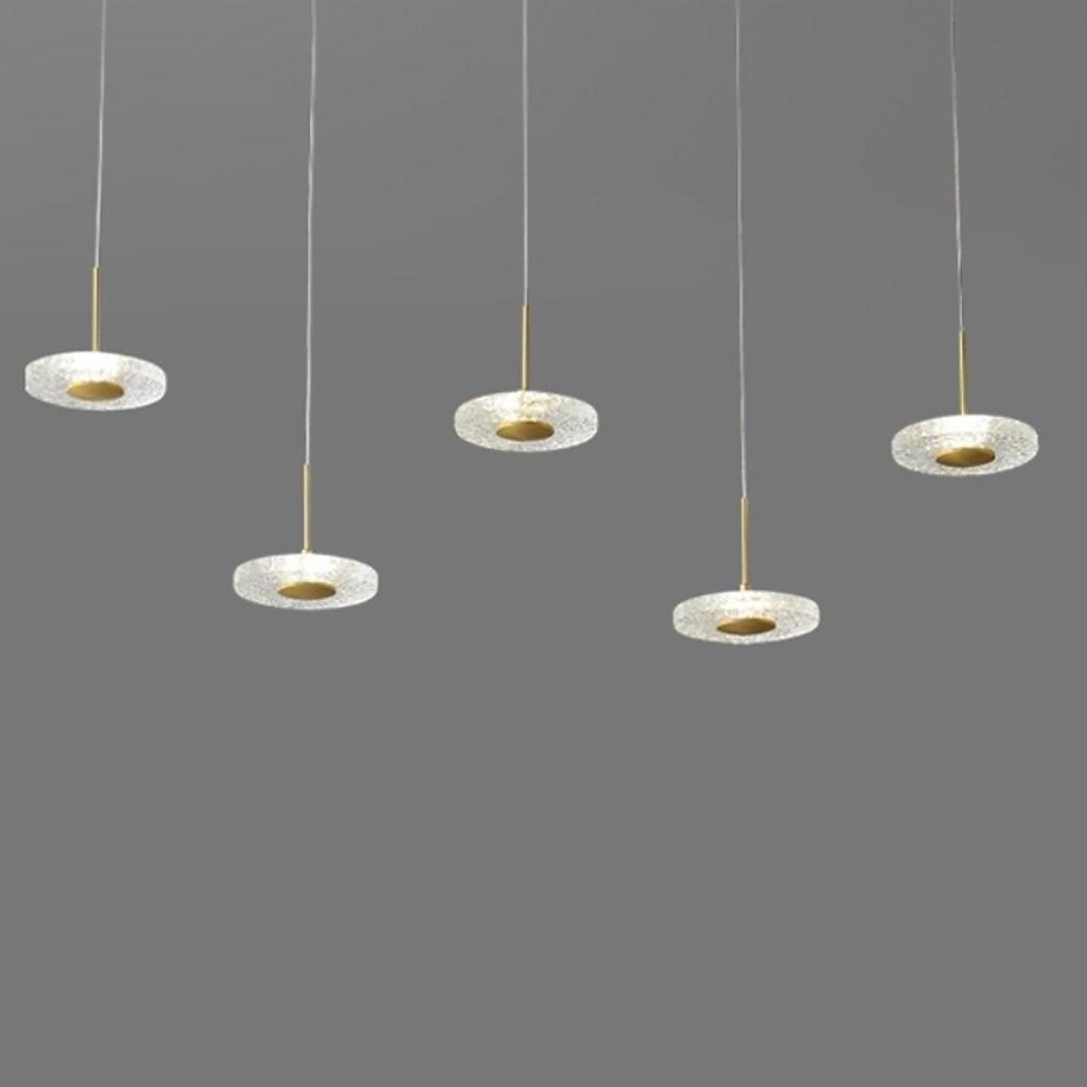 Circular Acrylic Copper LED Gold Glass Mini Pendant Lights Hanging Ceiling Lights