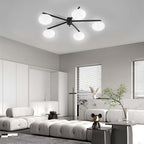 White Glass Bubble Black Semi-Flush Ceiling Light